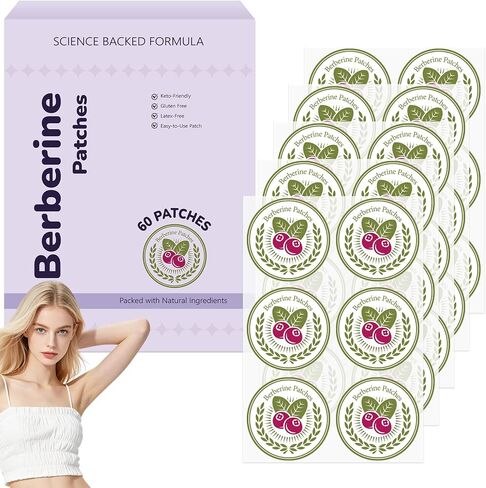 Berberine Patches for Women & Men | Advanced Natural Formulation, with L-Glutamine, Cinnamon & Pomegranate, 60 Count in Kuwait
