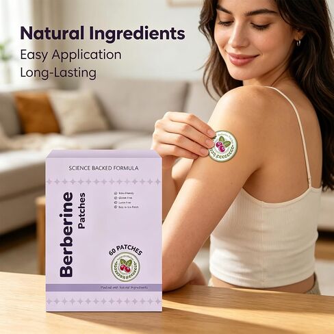 Berberine Patches for Women & Men | Advanced Natural Formulation, with L-Glutamine, Cinnamon & Pomegranate, 60 Count in Kuwait