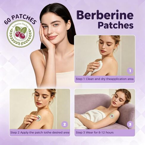 Berberine Patches for Women & Men | Advanced Natural Formulation, with L-Glutamine, Cinnamon & Pomegranate, 60 Count in Kuwait