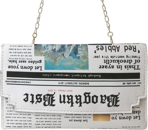LoveWLC Newspaper Evening bag Clutch Crossbody Bag,Novelty PU Envelope Purse Adjustable Shoulder Bag for Women in Saudi Arabia