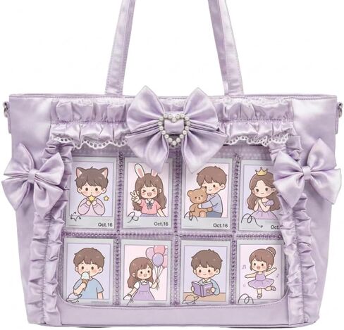 Kawaii Ita Bag Pin Display Bag - Black Lolita Ruffle Ita Bag Crossbody for Anime Pins - Cute Kawaii Purse for Girls in Saudi Arabia