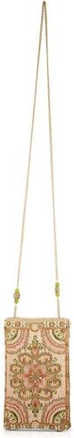 Mary Frances Gentle Touch Crossbody Phone Bag – Removable Beaded Chain Strap, Top Magnetic & Side Zipper Compartments, Floral Beaded Design, Vintage-Inspired, Multi in Kuwait