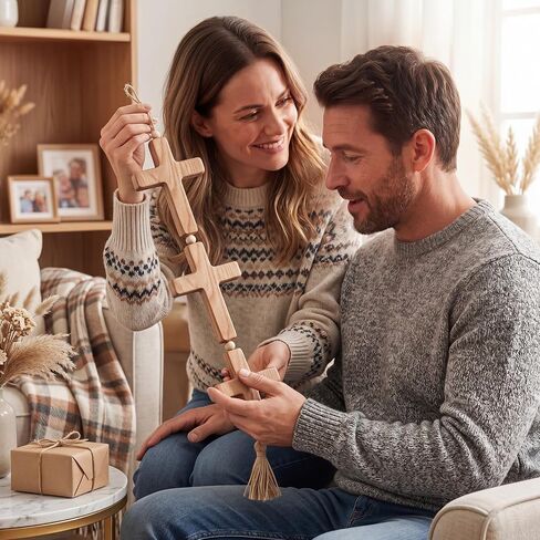 Fuutreo 3D صليب خشبي كبير ديكور معلق 31.5 بوصة ريفي ديني صليب جدار معلق فن ديكور جدار عتيق للكنيسة المسيحية المنزل ديكور داخلي خارجي in Kuwait
