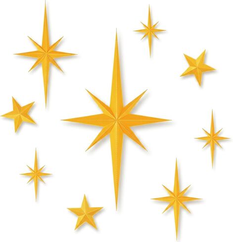 iplusmile 9Pcs Mid Century Modern Wall Art Decor, Gold Retro 3D Star Wall Sculpture, Vintage Celestial Plastic Star Accents for Living Room, Gallery, Nursery, Whimsigoth Home Decoration in Saudi Arabia