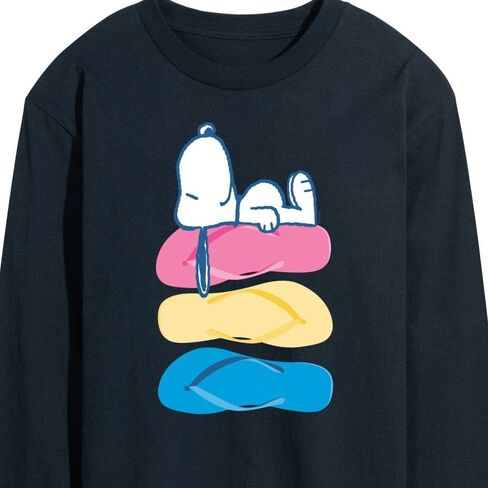 HYBRID APPAREL - Peanuts - إصدار الصيف - Snoopy & Flip Flops - تي شيرت رجالي بأكمام طويلة in Kuwait