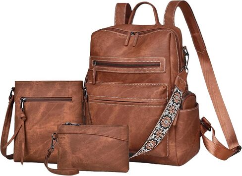 Backpack Purse for Women Pu Leather Travel Backpack Fashion Designer Shoulder Bag Ladies Convertible Handbags (Caramel Brown) in Saudi Arabia