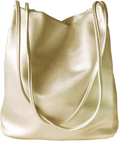 Large Silver Leather Tote Bag for Women, Metallic Silver Shoulder Hobo, Large Capacity Work Shopping Travel Purse in Saudi Arabia