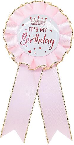 It's My Birthday Pin, Tinplate Ribbon Badge Pin Accessory, Satin Fabric Award Ribbon for Birthday Party Decoration, Elegant Celebration Gifts in Saudi Arabia