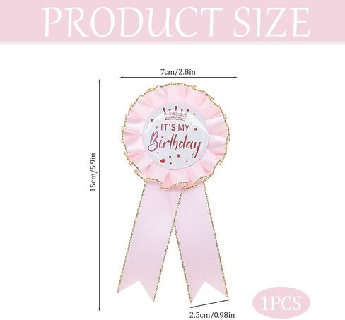 It's My Birthday Pin, Tinplate Ribbon Badge Pin Accessory, Satin Fabric Award Ribbon for Birthday Party Decoration, Elegant Celebration Gifts in Saudi Arabia