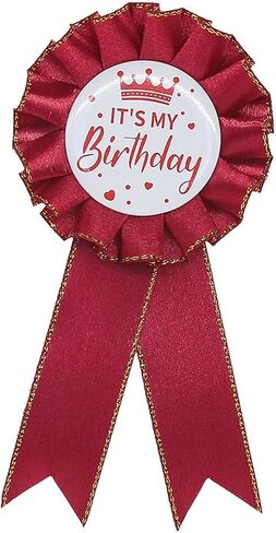 It's My Birthday Pin, Tinplate Ribbon Badge Pin Accessory, Satin Fabric Award Ribbon for Birthday Party Decoration, Elegant Celebration Gifts in Saudi Arabia