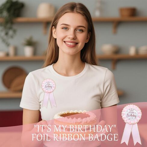 It's My Birthday Pin, Tinplate Ribbon Badge Pin Accessory, Satin Fabric Award Ribbon for Birthday Party Decoration, Elegant Celebration Gifts in Saudi Arabia