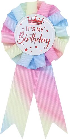 It's My Birthday Pin, Tinplate Ribbon Badge Pin Accessory, Satin Fabric Award Ribbon for Birthday Party Decoration, Elegant Celebration Gifts in Saudi Arabia