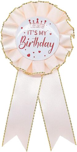 It's My Birthday Pin, Tinplate Ribbon Badge Pin Accessory, Satin Fabric Award Ribbon for Birthday Party Decoration, Elegant Celebration Gifts in Saudi Arabia