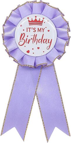 It's My Birthday Pin, Tinplate Ribbon Badge Pin Accessory, Satin Fabric Award Ribbon for Birthday Party Decoration, Elegant Celebration Gifts in Saudi Arabia