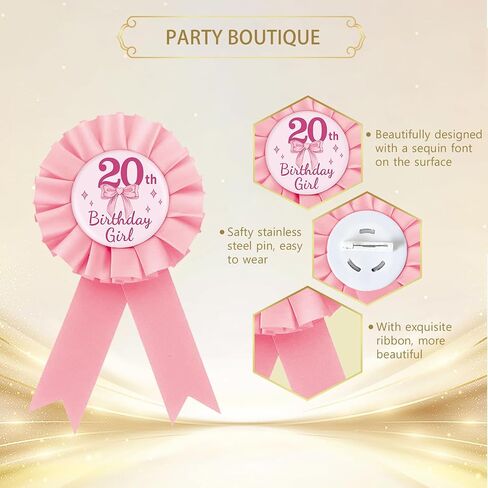 دبوس شارة صفيح لعيد الميلاد العشرين من Pink Bow، دبوس زر لفتاة عيد الميلاد العشرين من Rosette باللون الوردي، وقوس Coquette عشرون جائزة شريط بروش لوازم الحفلات in Kuwait