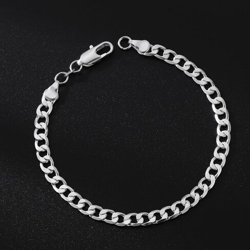 925 Sterling Silver Cuban Link Chain Bracelet for Men Exquisite and Durable 6 mm Wide, 7 to 8.5 IN, Jewelry Gifts for Men Father Brother in Saudi Arabia