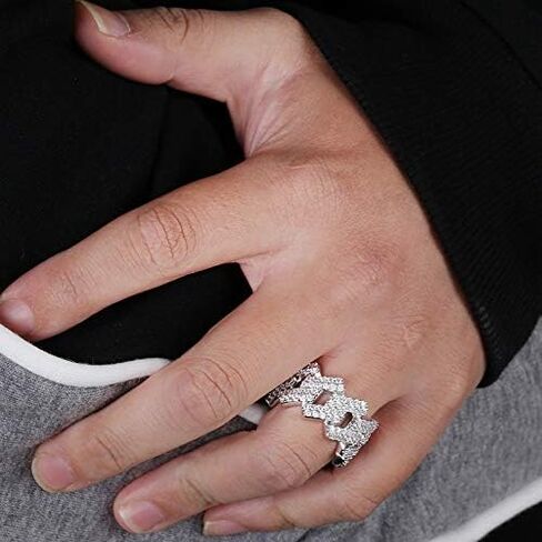 Solid Gold over S925 Sterling Silver Cuban-Shaped Moissanite Ring, Densely Set Hip-Hop Men's Ring, For the Man Who Defines Style in Saudi Arabia