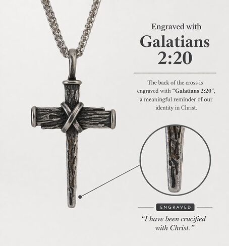 URTHEONE Cross Necklace for Men Stainless Steel Christian Jewelry, Inspirational Faith Gift for Husband, Boyfriend, Dad – 316L Steel Durable Finish, Includes Gift Box in Saudi Arabia