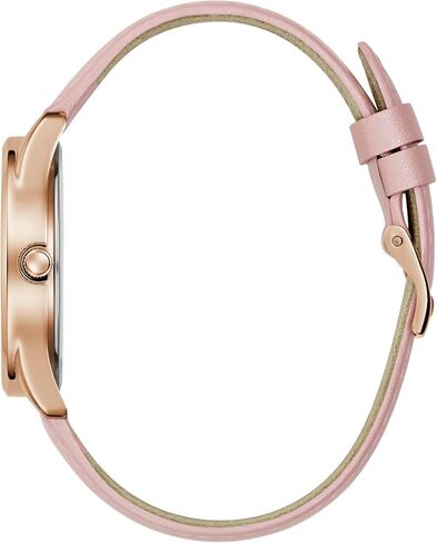 Guess Women's 36mm Watch - Pink Leather Strap White Dial Rose Gold Tone Case in Saudi Arabia