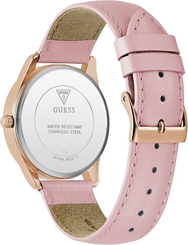 Guess Women's 36mm Watch - Pink Leather Strap White Dial Rose Gold Tone Case in Saudi Arabia