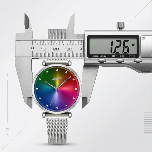 Letoff Rainbow Color Watch for Women, Stainless Steel Mesh Band with Gradient Dial and Crystal Accents, Elegant Analog Wristwatch, Statement Fashion TimepieceWater Resistant 100ft in Saudi Arabia