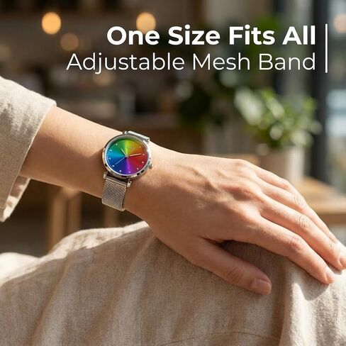 Letoff Rainbow Color Watch for Women, Stainless Steel Mesh Band with Gradient Dial and Crystal Accents, Elegant Analog Wristwatch, Statement Fashion TimepieceWater Resistant 100ft in Saudi Arabia