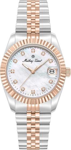 Mathey-Tissot Quartz White Mother of Pearl Dial Ladies Watch H250954A-C in Saudi Arabia