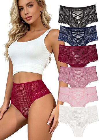 Women's Lace Seamless Underwear No Show Panties High Waisted Ladies Briefs Soft Stretch Invisible Briefs 6 Pack in Saudi Arabia