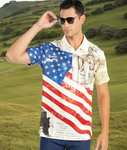Mens Golf Shirt Moisture Wicking Performance Sport Short Sleeve Striped Tennis Polo Shirts for Men in Kuwait