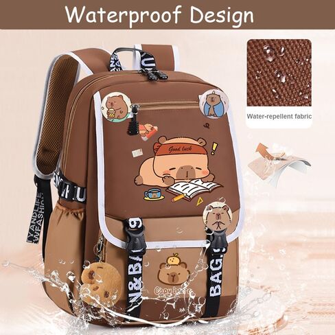 Capybara Backpack Large Capacity Waterproof Capybara Bag Cute Cartoon Flap Laptop Backpack Casual Daypack Meets All Your Daily Needs in Saudi Arabia