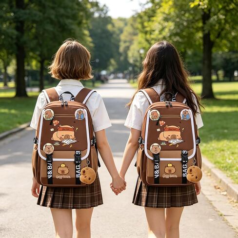 Capybara Backpack Large Capacity Waterproof Capybara Bag Cute Cartoon Flap Laptop Backpack Casual Daypack Meets All Your Daily Needs in Saudi Arabia