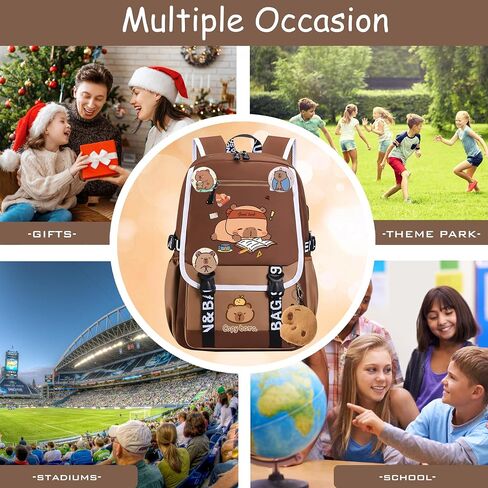 Capybara Backpack Large Capacity Waterproof Capybara Bag Cute Cartoon Flap Laptop Backpack Casual Daypack Meets All Your Daily Needs in Saudi Arabia
