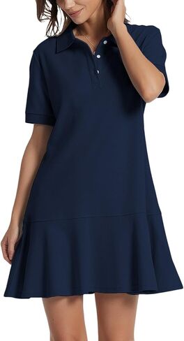 SCOFEEL Womens Polo Dress Short Sleeve Collared Golf Tennis Dress Ruffle Hem Flowy Summer Mini Workout Dresses in Saudi Arabia