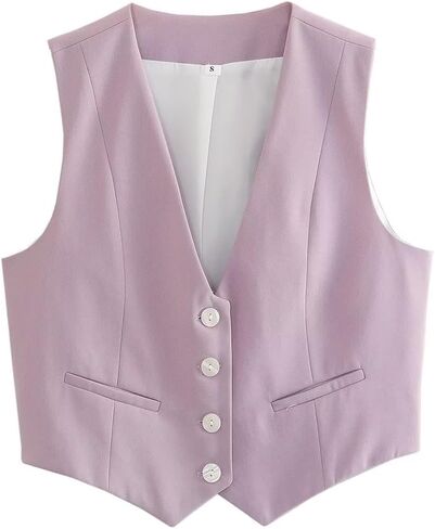 Women Cottagecore Vintage Vests Casual Button Down Cropped Tank Top Dressy Fairycore Streetwear Y2K V neck Outfits in Saudi Arabia