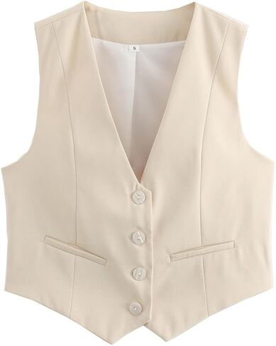 Women Cottagecore Vintage Vests Casual Button Down Cropped Tank Top Dressy Fairycore Streetwear Y2K V neck Outfits in Saudi Arabia