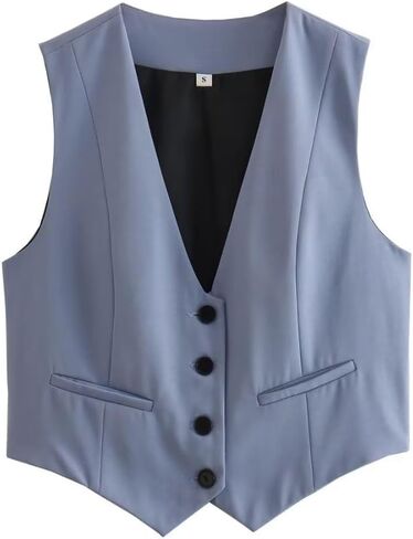 Women Cottagecore Vintage Vests Casual Button Down Cropped Tank Top Dressy Fairycore Streetwear Y2K V neck Outfits in Saudi Arabia