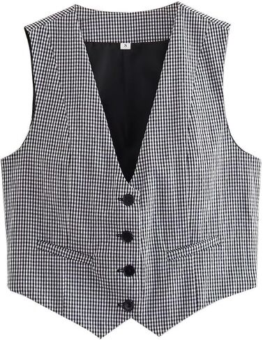 Women Cottagecore Vintage Vests Casual Button Down Cropped Tank Top Dressy Fairycore Streetwear Y2K V neck Outfits in Saudi Arabia