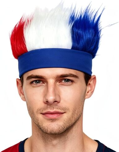 Patriotic Hairy Headband, 4th of July Hair Accessories Wig for Sports Events Parades Independence Day Parties Cosplay Costume in Kuwait