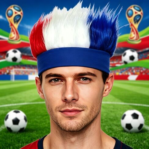 Patriotic Hairy Headband, 4th of July Hair Accessories Wig for Sports Events Parades Independence Day Parties Cosplay Costume in Kuwait