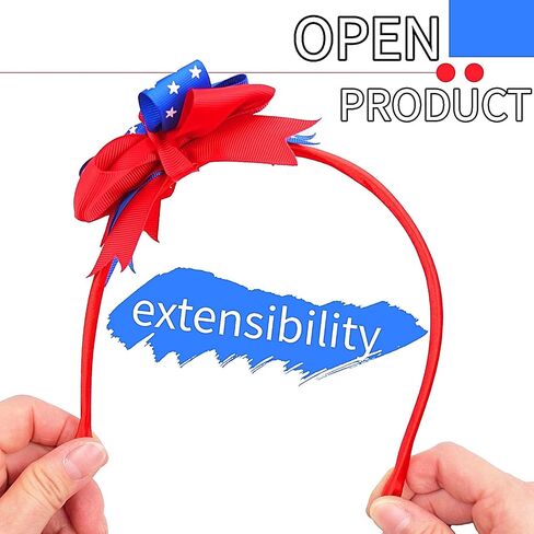 4th of July Headband Independence Day Hair Accessories Patriotic Red White and Blue Ribbon Bow Head Bopper Star Hairband Fourth July Decorations for Parade Party Favors Supplies 1PCS in Saudi Arabia