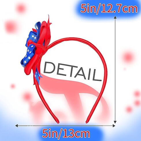 4th of July Headband Independence Day Hair Accessories Patriotic Red White and Blue Ribbon Bow Head Bopper Star Hairband Fourth July Decorations for Parade Party Favors Supplies 1PCS in Saudi Arabia