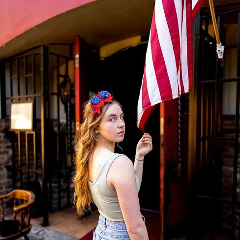 4th of July Headband Independence Day Hair Accessories Patriotic Red White and Blue Ribbon Bow Head Bopper Star Hairband Fourth July Decorations for Parade Party Favors Supplies 1PCS in Saudi Arabia