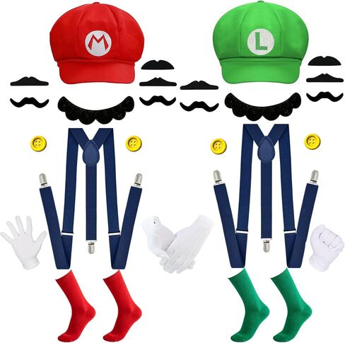 Mary and Luigi Hats Costume for Adult, Halloween Cosplay Accessories Kit in Saudi Arabia