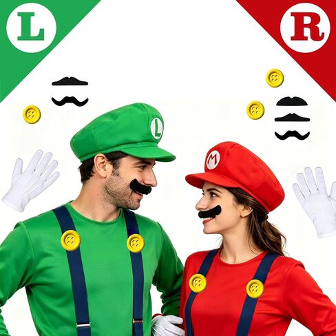 Mary and Luigi Hats Costume for Adult, Halloween Cosplay Accessories Kit in Saudi Arabia