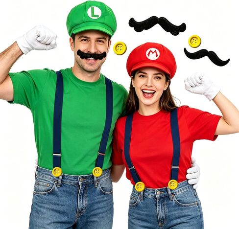 Mary and Luigi Hats Costume for Adult, Halloween Cosplay Accessories Kit in Saudi Arabia