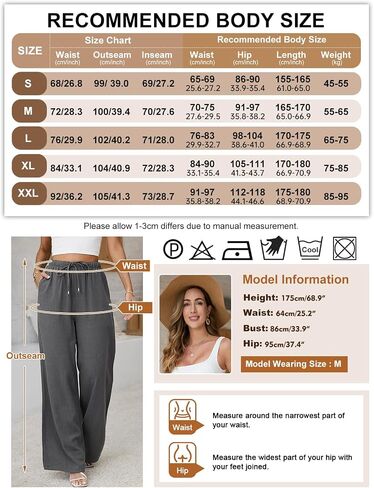 Linen Pants for Women Flowy Palazzo Pants Boho High Waist Wide Leg Trousers Tall Slim Summer Beach Vacation Outfit 2026 Grey in Saudi Arabia