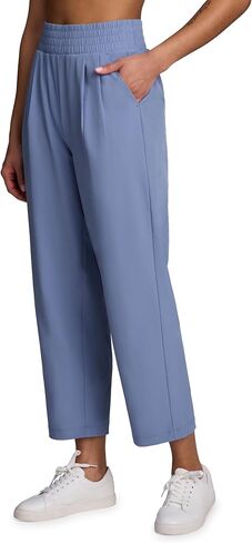 RBX Active Women's Ankle Pants, Lightweight Stretch Woven Quick Drying Relaxed Fit Straight Leg Travel Pants with Pockets in Kuwait