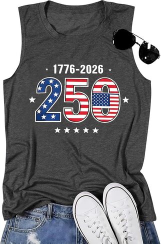 4th of July Patriotic Women's Tank Top 250th Anniversary American Flag Sleeveless Tees Independence Day USA Tanks in Saudi Arabia
