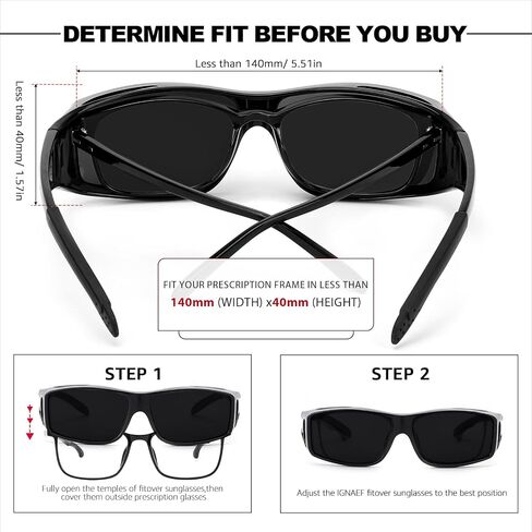 IGnaef Dark Cat.4 Fit Over Sunglasses for Men Women, Polarized Wrap Around Shade to Wear Over Glasses UV Protection in Kuwait