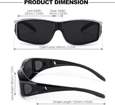 IGnaef Dark Cat.4 Fit Over Sunglasses for Men Women, Polarized Wrap Around Shade to Wear Over Glasses UV Protection in Kuwait